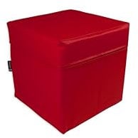 Jeflex - roter Sitzwürfel 40x40x40 cm aus hochwertigem Kunstleder - Made IN Germany/Fitnesswürfel mit Schaumstoffwürfel im Inneren für Sitzkomfort & Formstabilität/Gymnastikkissen für Kinder