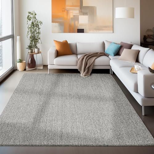 Carpettex Läufer Flur Wohnzimmerteppich Langlebig Robuster Schlingenteppich Cut-Loop 60 x 100 cm Grau - Kurzflor Bettvorleger Schlafzimmer Moderner Einfarbig und Meliert Küchenläufer Schlingenflor