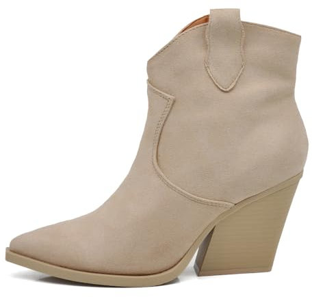 IF Fashion Scarpe da Donna Stivali Stivaletti Cowboy Western Camperos Texani Etnici 662-1 beige N.38