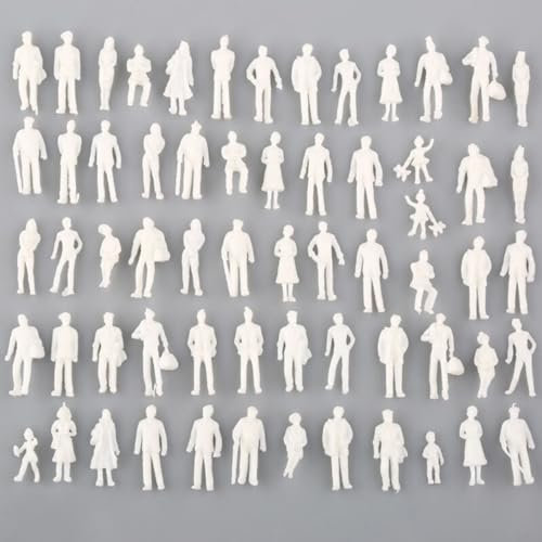 URPIZY 50/100 Stück unlackierte architektonische Modellfiguren im Maßstab 1:75, 25 mm, weiße Modelleisenbahn, Personenfiguren, Passagiere, stehende kleine Menschen, Figuren für Miniaturszenen (100