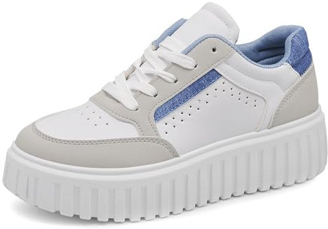 Scarpe da Donna Ginnastica Sneakers Sportive Casual con Lacci Platform A131 Blu Jeans N.40