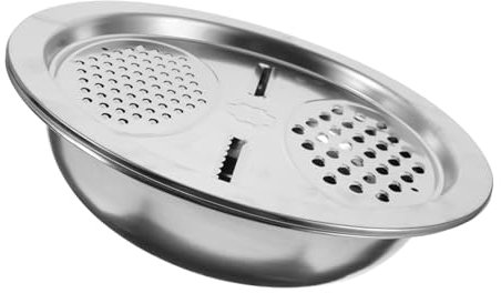 VINTORKY Edelstahl Gemüseschneider Mit Abtropffunktion Mehrzweckküchenhelfer Zum Schneiden Von Gemüse Und Waschen Von Reis Für Hause Tragbar Silber