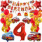 Feuerwehr Deko Kindergeburtstag, 4 Jahre Feuerwehr Geburtstag Deko, 42 Stück Geburtstags Dekorationen,Enthält banner, Feuerwehrauto ballon,Dedruckte luftballons,Flammen ballons,Swirl Decoration