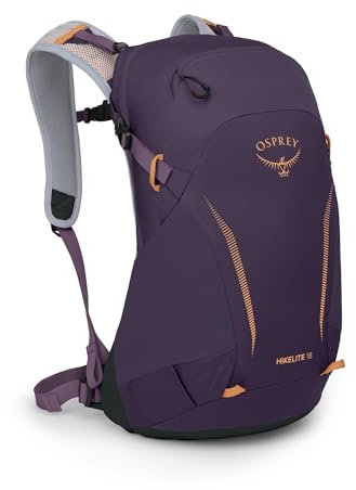 Osprey Hikelite Unisex Rucksack, 18L, Purple Ink/Purple Dusk/Cheddar Orange, O/S