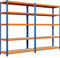 Yaheetech Schwerlastregal 5-stufiges Lagerregal mit verstellbaren Regalböden 2X,120 × 45 × 180 cm fürs Lager/Garage/Arbeitszimmer/Küche/Laden Orange & Blau