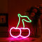Zwei Ton Neon Zeichen nette Kirsche Hilfsbeleuchtung, passend für Parteien, Geburtstage, Bankette, Versammlungen, Dekorationen, Schlafsäle, Zimmer, Nachtlichter (grün+rosa)