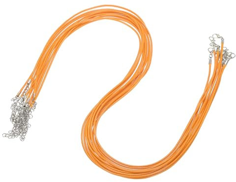 sourcing map 10pcs 24 Inch Waxed Necklace Cord, Bulk Necklace String with Clasp 2mm Waxed Leather Cord Rope for Jewelry Making DIY Bracelet Pendant,Orange
