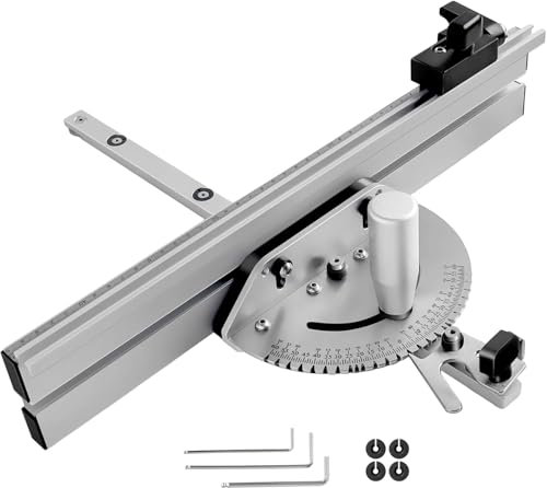 Präzisions-Gehrungsanschlag mit 27 Winkelstopps, 60 Grad angewinkelte Enden, passend für standardmäßige 3/4 x 3/8 Gehrungsschiene, bidirektionaler Skala und wiederholbarem Schnittanschlag für die Hol
