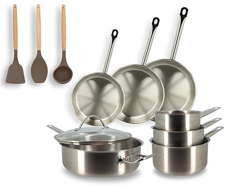 MENASTYL - Set 10 pièces cuisson professionnel en acier inoxydable induction - 6014031