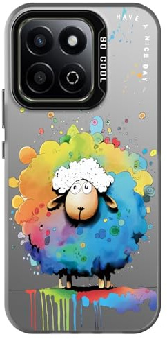 YUXING Cover per Honor 200 Smart Custodia Cellulare Sottile Antiurto con Fiore Animale Doodle Disegno Modello Arte Nero Bumper Slim Case, Sheep