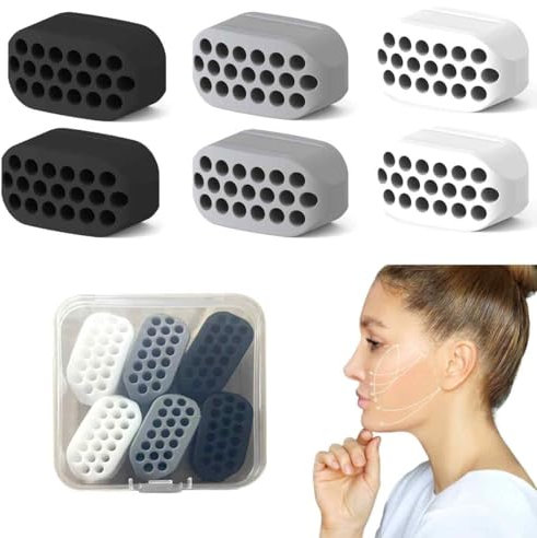 XXLKVSK 6Pcs Jaw Trainer, Jaw Exerciser, Jawline Exerciser Chew, Facial Muscles Exerciser for Women and Men for Strengthen and Regulate Facial Muscles