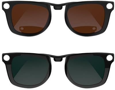 RCstyle Clip polarizado compatible con Ray-Ban Meta Wayfarer (RW4006 tamaño M estándar 50-22) Juego de clips que cambian de color (marrón, verde oscuro)
