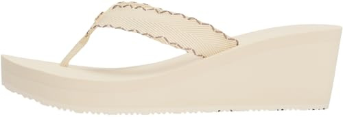 Tommy Hilfiger Damen Flip Flops Wedge Beach Sandal mit Plateau, Elfenbein (Muslin), 41
