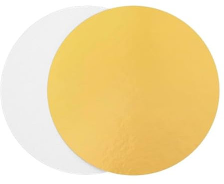 Monouso | 10 Bases para Tartas de Cartón, 24cm, Oro/Negro, Soporte para Pasteles, Reversibles, Discos para Tartas, Cocina, Repostería, Reciclable.