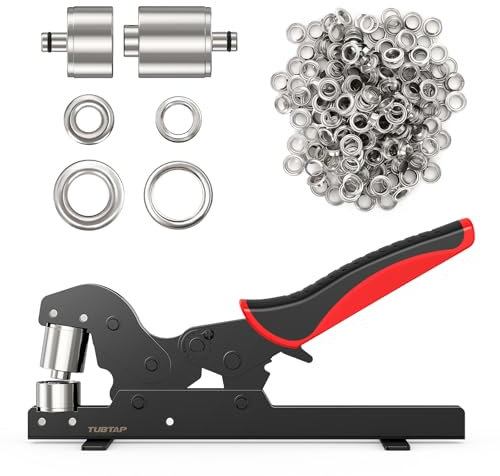 Horizontal Ösenzange Set - TUBTAP® Ösenzange-WerkzeugSet mit 500 Ösen (Ø 10mm) Ösenzange für Stoffe, Planen und Sonnensegeln