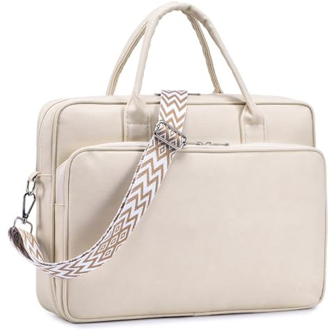 SUCIKORIO Arbeitstasche Damen Leder, Wasserdicht Laptoptasche Damen Elegant 14 Zoll Lehrertasche Groß Laptop Aktentaschen Leder Mit Vielen Fächern Briefcases für Arbeit, Schul, Büro