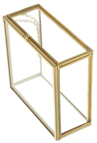 Cabilock schmuckkästchen aufbewahrungsdose aufbwahrungs-box schmuck kästchen jewellery box Snack Boxen mit Deckel Blüte Frauen Glasvitrinen mit Deckel Organisator aus Glas Legierung Golden