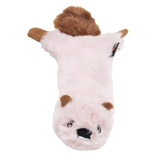 JACK AND VANILLA, Beiges Biber-Plüschtier, für Hunde, 45 cm, realistisches Design, mit Sound und waschbar, ideal für interaktive Spiele, leuchtende Farbe, Flatties-Modell