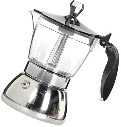 Ciieeo Schwarzer Espressokocher aus Edelstahl und Kunststoff 200ml Praktisch für Unterwegs und Café Elegantes Design für Aromatischen Kaffee