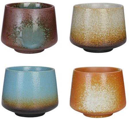 Hachera Juego De 4 Taza De Café De Cerámica Italiana, 200 Ml, Taza De Cerámica Espresso, Mini Taza Espresso, Tazas De Café De Pared Gruesa, Juego De Tazas De Café