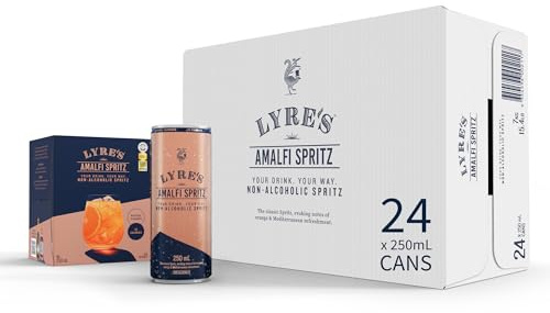 Lyre’s Amalfi Spritz 24-Pack, Ready to Drink Non-Alcoholic Sparkling Mocktail, Award-Winning Zero Proof Italian Aperitif and Non Alcoholic Sparkling Wine, 70 Calories per Can (250ml x 24)
