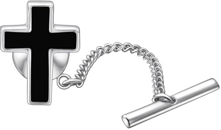 RunootPR Kreuz Krawattennadeln für Herren Schwarz Gold Silber Modisch Brosche Tie Pin Tack