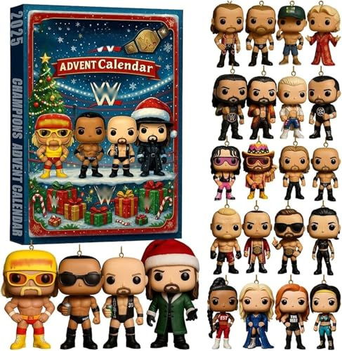 Wrestling Champion 2025 Adventskalender, 24 Tage Countdown Mit Legenden Und Champions, 2D 24 Legenden Und Champions, Champions Figuren für Ornamente & Sammlerstücke (1 PCS)