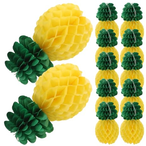 SHINEOFI Ananas Wabenornament 9 Stück aus Papier, Hängende Requisite