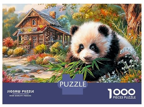 Großer Panda Jigsaw Puzzle 1000 Teile Panda Garten Karton Hochwertige Verarbeitung Brain Training Für Erwachsene Stressabbau 38x26cm/1000pcs