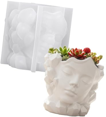 Oxxggkao Blumentopfform, Zement, Kerzenbecher, Sukkulenten, Pflanzen, Aufbewahrungsbox, Kunstharz, Gips, Beton, Silikon, Heimdekoration, künstlerisches Gesicht, Blumentopf aus Silikon