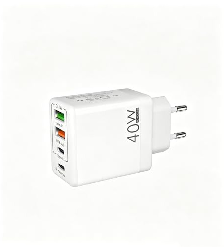 EU travel adapter charger, fast charging 2 USB C and 2 USB A European plugs, European wall adapter with 2 USBA port and 2 Type C ports, Compatible with fast charging of iPhone/Samsung and others