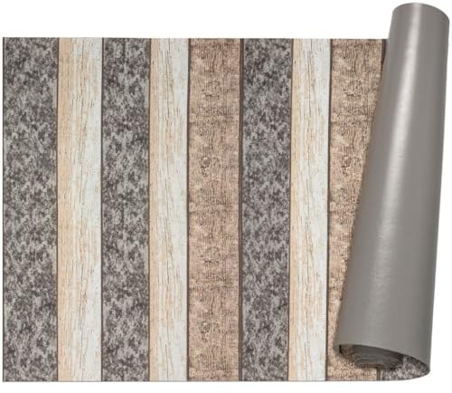 ANRO Küchenläufer Teppich Läufer Flur Küchenteppich rutschfest Küchenmatte PVC abwaschbar Flurläufer pflegeleicht Holz 220 x 67 cm