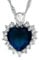 RIZILIA Ocean Heart Pendant with 18 Chain & Heart Cut Gemstones CZ [Blue Sapphire] in 18K White Gold Plated, Simple Modern Elegance