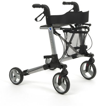 Vermeiren Quadri Light - Leichtgewicht-Reiserollator mit Vollausstattung, 2-fach faltbar für Kofferraum, Reise und Flug, Höhe verstellbar, Gurt, Stockhalter