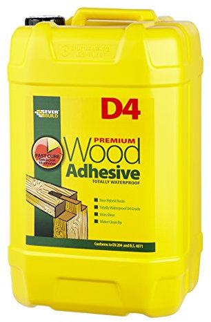 Everbuild D4 Premium Wood Adhesive – Excellent Bonding Strength – White – 25 Litre