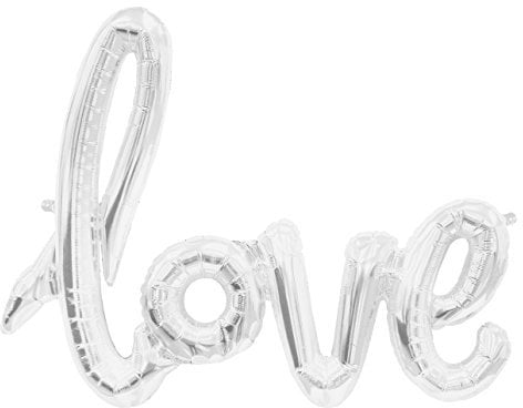 ballonfritz® love-Schriftzug Luftballon in Silber - XXL Folienballon als Hochzeit Deko, Geschenk oder Liebes-Überraschung zum Valentinstag