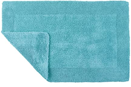 Allure Heavyweight Reversible Bath Mat, 100% Cotton, Super soft, Washable, Large Size 53cm x 85cm (Turquoise)