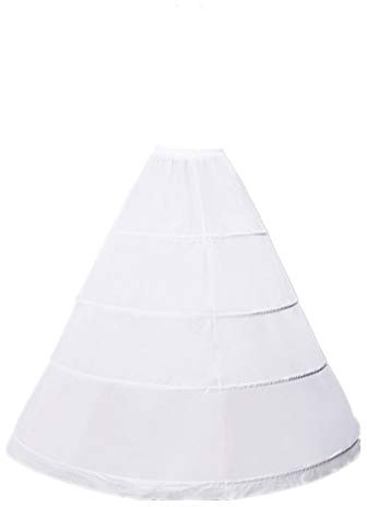ZLQQ Women's 4-Hoop A-Line Floor Length Wedding Ball Gown Petticoat Underskirt Crinoline, White, Size One Size