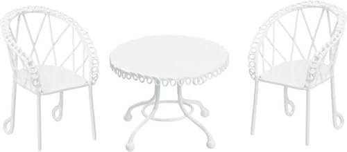 Hobbyfun Gruppo di sedute I, ca. 6,5 cm, Bianco, 3 Pezzi, 2 sedie, 1 Tavolo.
