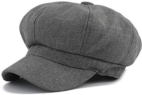 Gisdanchz Baker Boy Mütze Damen Cappy Sommerhut Barett Schiffermütze Damen Baskenmütze Barette Hut Schirmmütze Newsboy Cap Bakerboy Mützen Grau