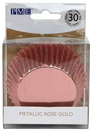 PME BC818 Standard Baking Cups, PK/30 Metallic-Backformen für Cupcakes-Rose Gold, Packung mit 30 Stück, Paper, Roségold