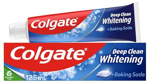 Colgate Deep Clean Whitening with Baking Soda Toothpaste, 125ml | Clinically Proven Toothpaste to Help Remove Stains & Plaque