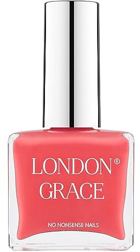 London Grace Nail Polish | Chloe 12ml | Coral Long Lasting Vegan Eco-conscious Varnish | Quick Dry, Chip-Resistant, & No Nasties Formula