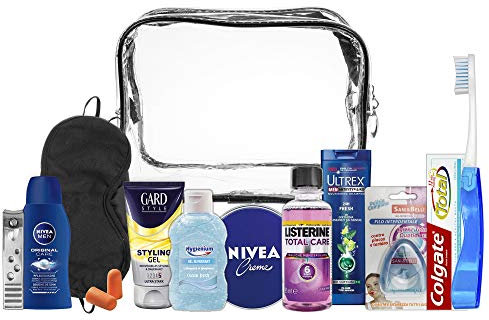 Kit d'accessoires de voyage pratique, articles de toilette de voyage, cadeaux pour homme et femme, 13 pièces. Approuvé comme bagage cabine.