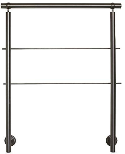 TIBU Barandilla de acero inoxidable para montaje lateral, 0,8 m - 5,95 m, para escaleras, balcones, terrazas con puntales horizontales, variante: longitud 140 cm con 2 postes y 2 puntales, distancia