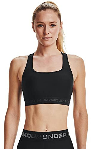Under Armour Damen UA Crossback Mid Bra, atmungsaktiver Sport BH, komfortabler BH mit Kreuzträgern
