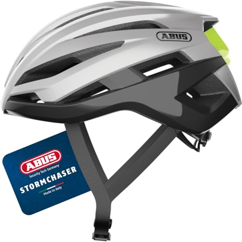 ABUS Rennradhelm Stormchaser - Leichter und komfortabler Fahrradhelm für professionellen Radsport, Silber (gleam silver), M (52-58 cm)