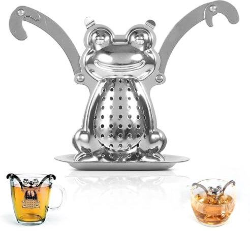 Teesieb Lustig Tee Ei, Edelstahl Froschform Teesieb Für Losen Tee Teebeutel, Teefilter Edelstahl, Teebrüher Mit Griffen Fine Mesh Tea Sieb Ideal Für Alle Teesorten Schwarztee Saft