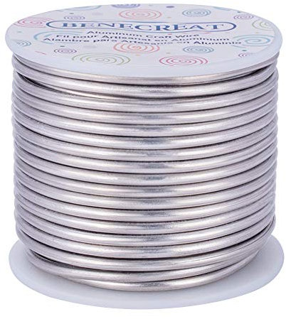 BENECREAT 9 Gauge/3mm Tarnish Resistant Aluminum Jewelry Craft Wire - 17m Bendable Sculpting Metal for Jewelry Crafting, Sculpture, Floral Making, Modelling, Wire Weaving