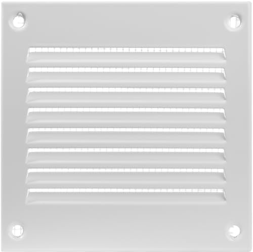 Vent Systems blanco 10 x 10 cm cubierta de ventilación de aire de metal parrilla de retorno con pantalla integrada de protección de plagas cubierta de conducto de ventilación de 100 x 100 mm